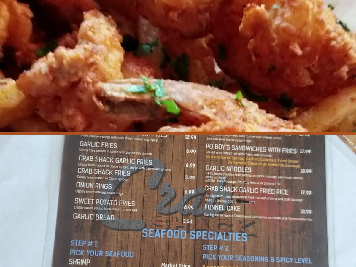 Cajun-style dishes served with fries and sauce.
