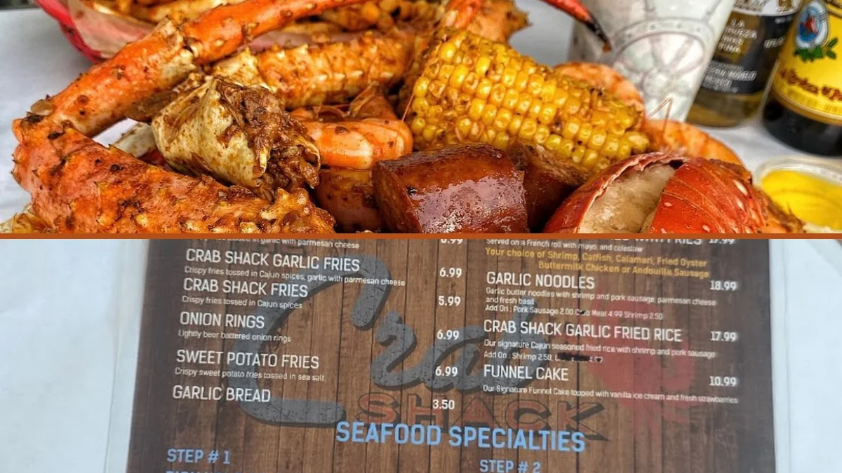 Cajun-style dishes served with fries and sauce.