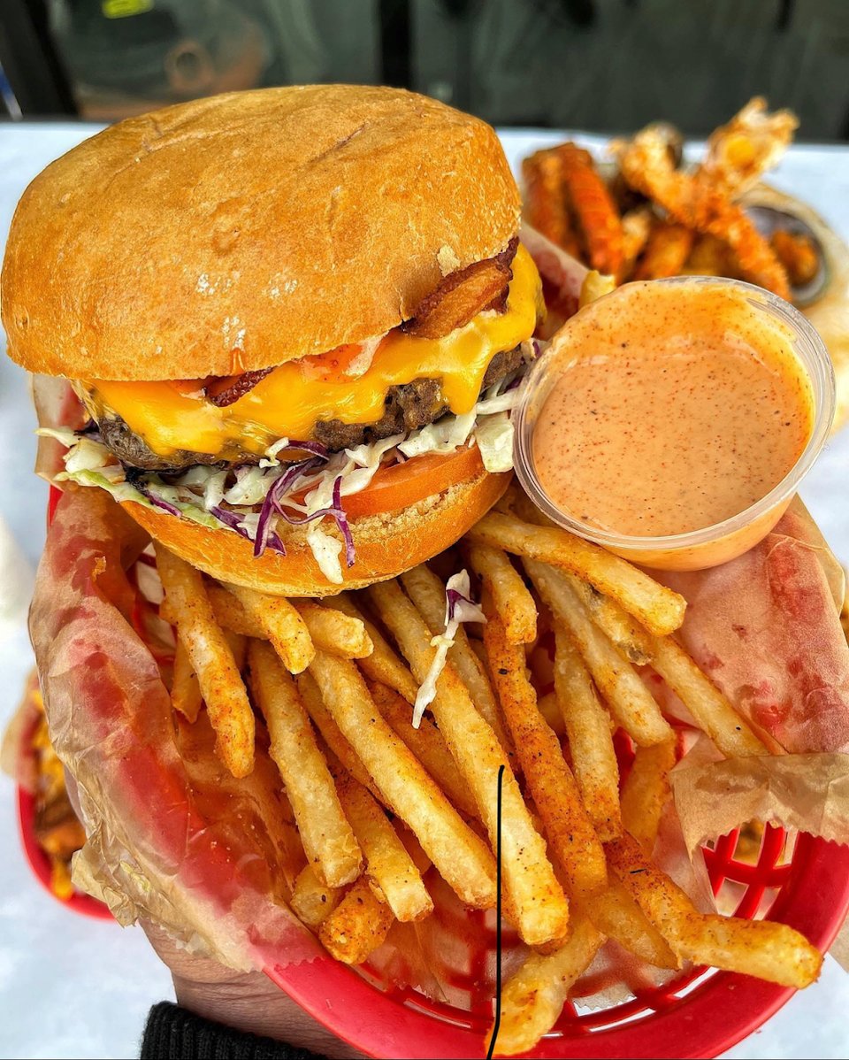 Crab Shack Burger with Fries